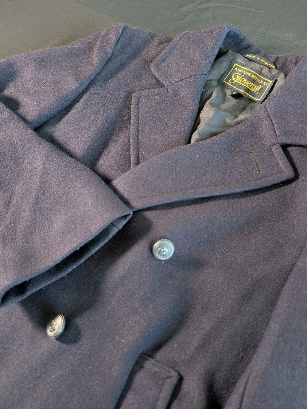 Gloverall Reefer Men's Double-Breasted Peacoat in Navy Large